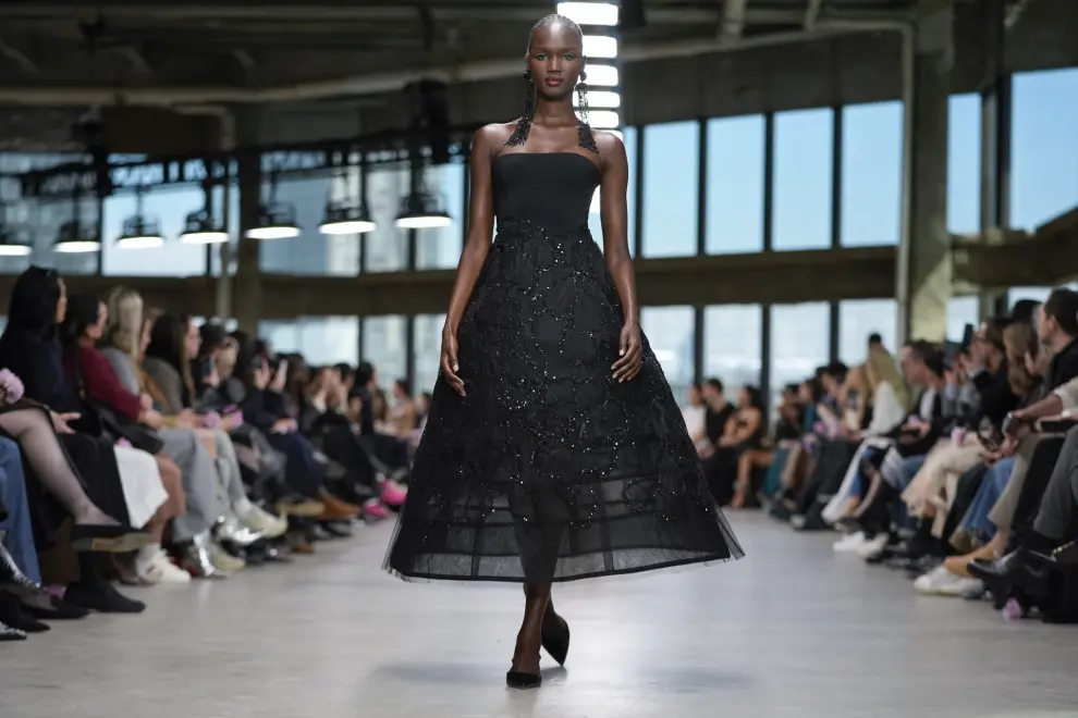 The Carolina Herrera collection is modeled during Fashion Week, Monday, Feb. 12, 2024, in New York. (AP Photo/Mary Altaffer)