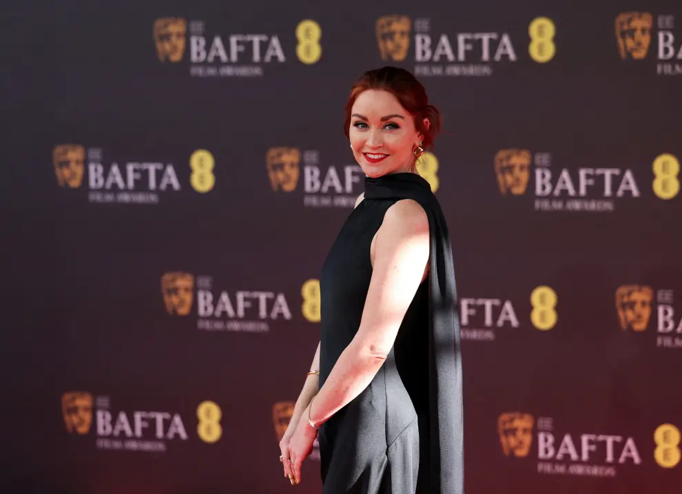 Arielle Free arrives at the 2024 British Academy of Film and Television Awards (BAFTA) at the Royal Festival Hall in the Southbank Centre, London, Britain, February 18, 2024. [[[REUTERS VOCENTO]]] AWARDS-BAFTA/