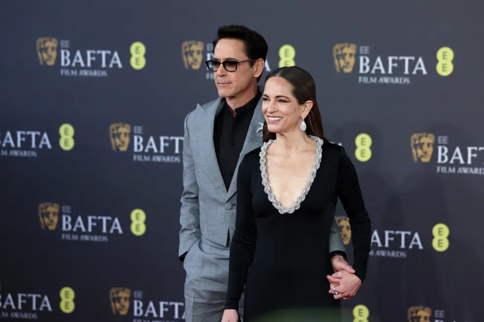 Robert Downey Jr. and his wife Susan arrive at the 2024 British Academy of Film and Television Awards (BAFTA) at the Royal Festival Hall in the Southbank Centre, London, Britain, February 18, 2024. REUTERS/Isabel Infantes [[[REUTERS VOCENTO]]] AWARDS-BAFTA/