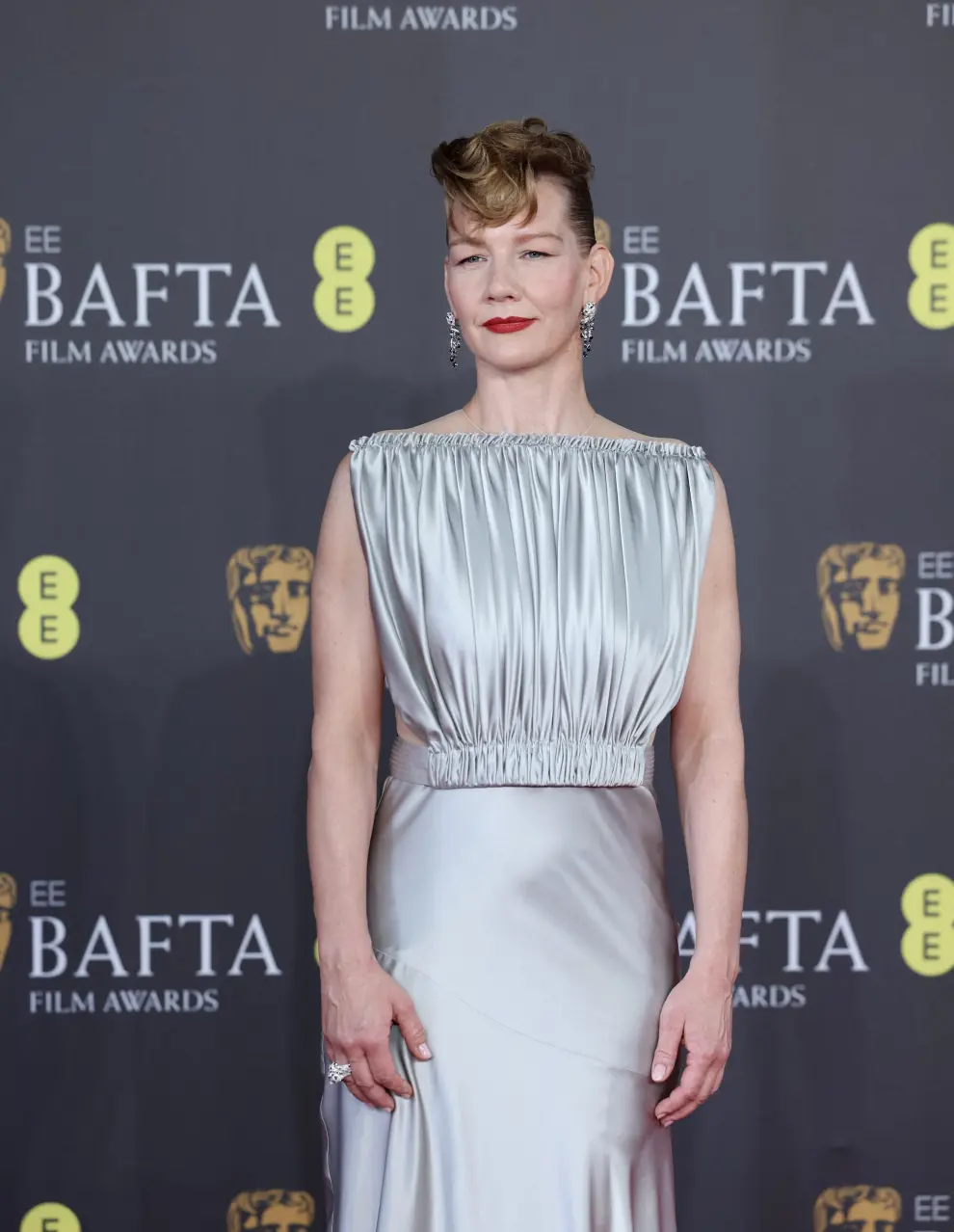 Sandra Huller poses as she arrives at the 2024 British Academy of Film and Television Awards (BAFTA) at the Royal Festival Hall in the Southbank Centre, London, Britain, February 18, 2024. REUTERS/Isabel Infantes [[[REUTERS VOCENTO]]] AWARDS-BAFTA/