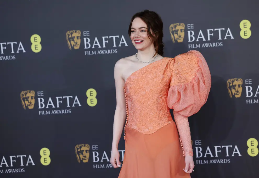 Emma Stone arrives at the 2024 British Academy of Film and Television Awards (BAFTA) at the Royal Festival Hall in the Southbank Centre, London, Britain, February 18, 2024. REUTERS/Isabel Infantes [[[REUTERS VOCENTO]]] AWARDS-BAFTA/