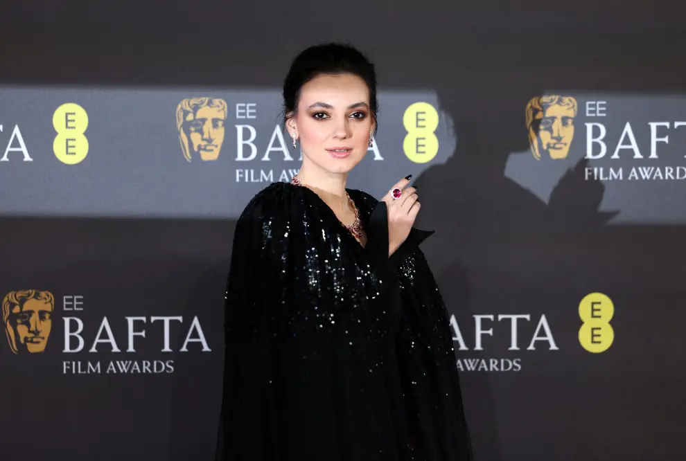 Chair of the BAFTA film committee Anna Higgs poses for photographers upon arrival at the 77th British Academy Film Awards, BAFTAs, in London, Sunday, Feb. 18, 2024. (Photo by Vianney Le Caer/Invision/AP) [[[AP/LAPRESSE]]]