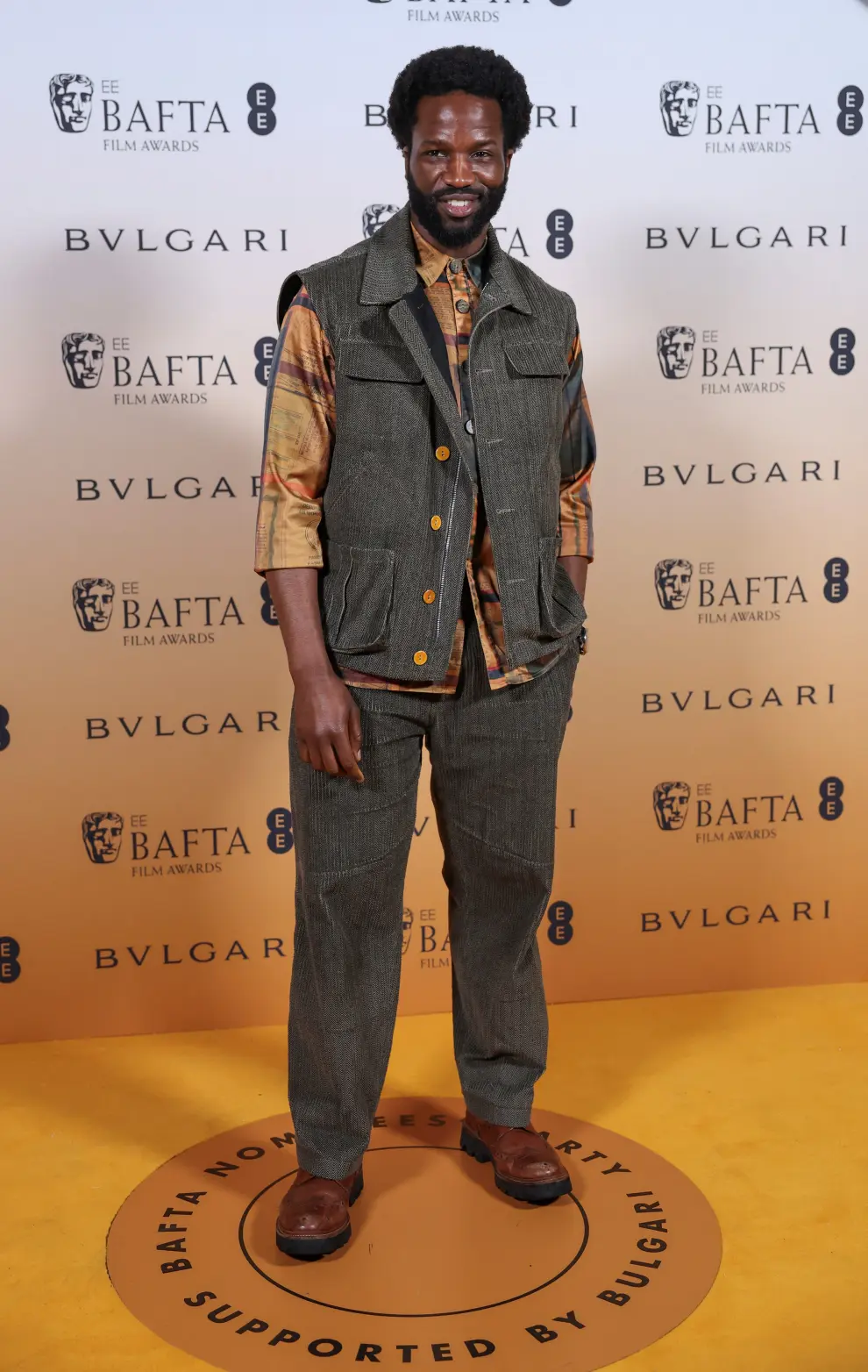 Sope Dirisu poses as he arrives at the Nominees Party for 2024 BAFTA Film Awards, supported by Bulgari, at the National Gallery in London, Britain, February 17, 2024. REUTERS/Isabel Infantes [[[REUTERS VOCENTO]]] AWARDS-BAFTA/NOMINEES-PARTY