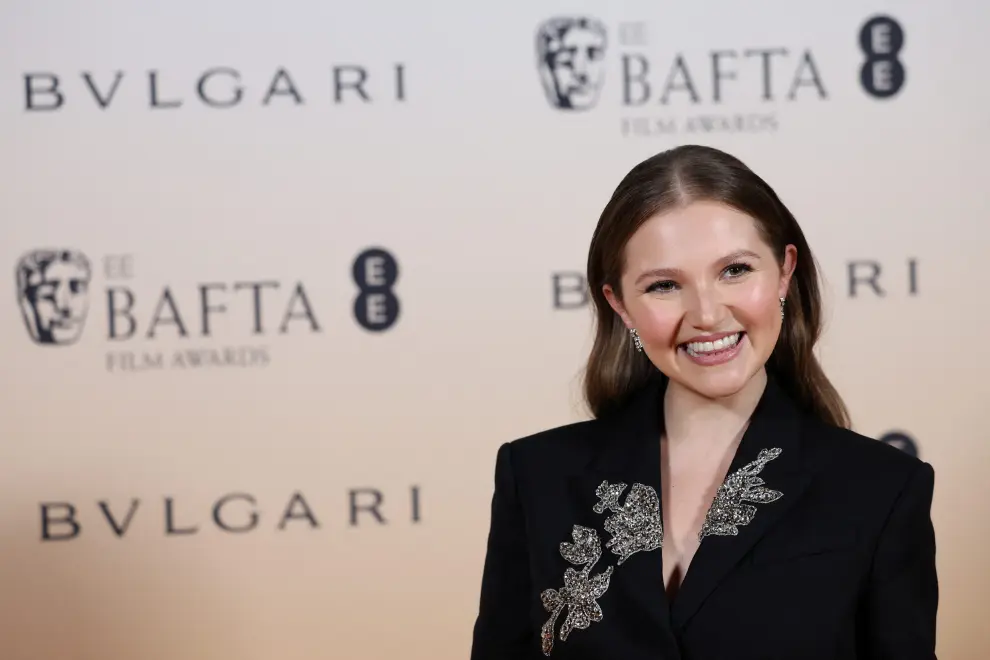 Emer Kenny poses as she arrives at the Nominees Party for 2024 BAFTA Film Awards, supported by Bulgari, at the National Gallery in London, Britain, February 17, 2024. REUTERS/Isabel Infantes [[[REUTERS VOCENTO]]] AWARDS-BAFTA/NOMINEES-PARTY