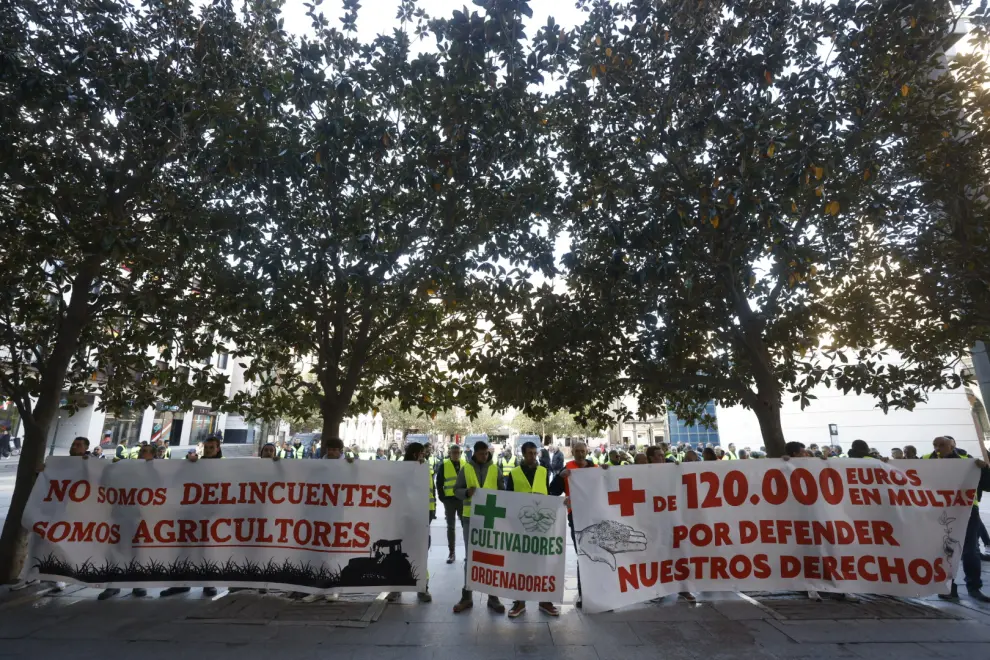 Protesta de agricultores en la plaza del Pilar de Zaragoza