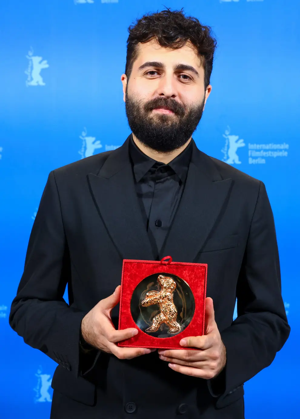 Guillaume Cailleau and Ben Russell receive the Encounters Best Film Award for Direct Action during the awards ceremony at the 74th Berlinale International Film Festival in Berlin, Germany, February 24, 2024. REUTERS/Fabrizio Bensch [[[REUTERS VOCENTO]]] FILMFESTIVAL-BERLIN/AWARD CEREMONY
