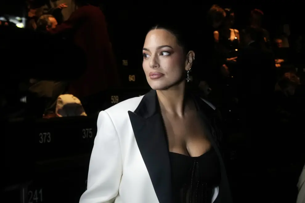 Ashley Graham attends the Dolce & Gabbana womens Fall-Winter 2024-25 fashion collection presented in Milan, Italy, Saturday, Feb. 24, 2024. (AP Photo/Luca Bruno) [[[AP/LAPRESSE]]]