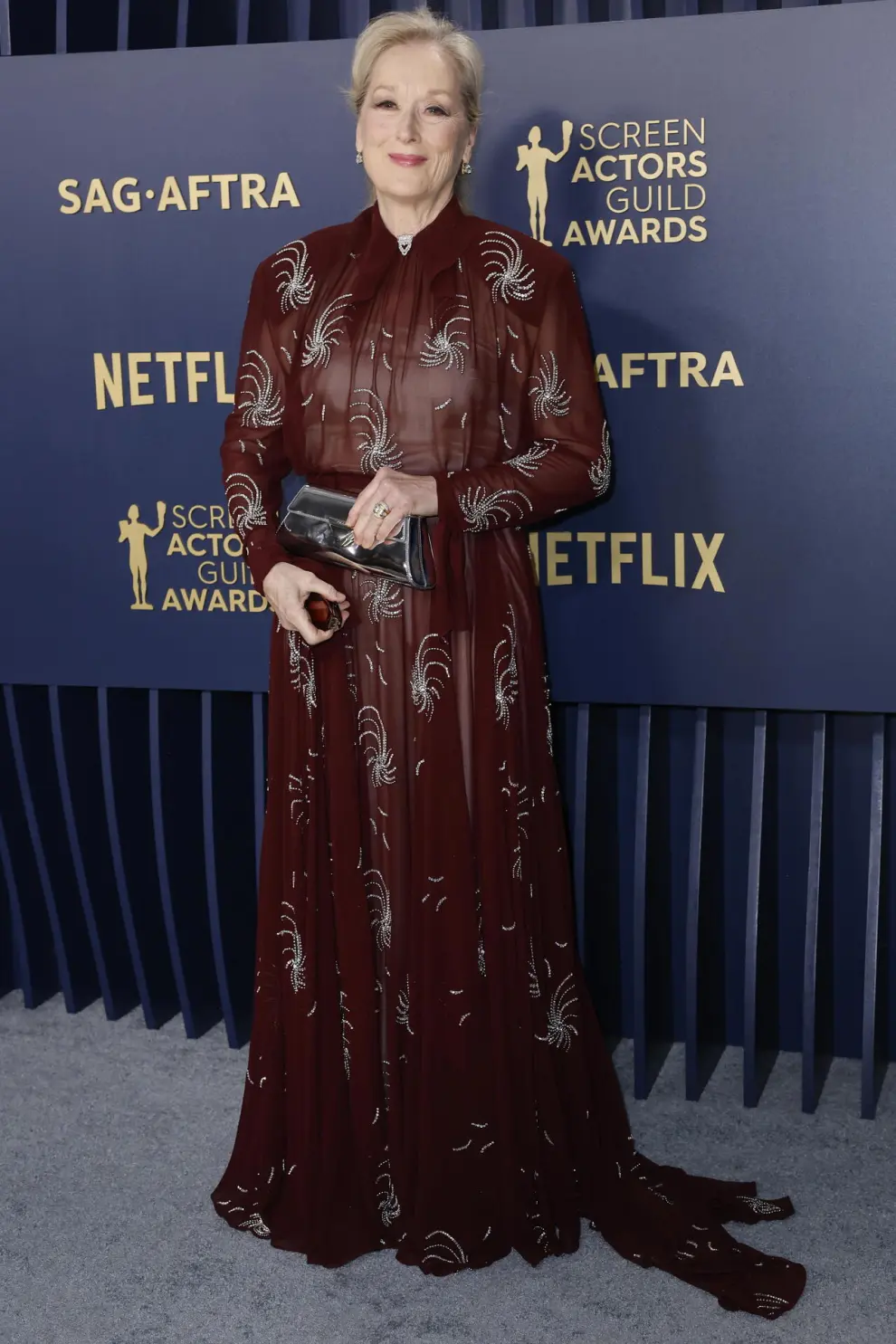 Los Angeles (United States), 25/02/2024.- US actor Meryl Streep attends the 30th Annual Screen Actors Guild Awards at the Shrine Auditorium & Expo Hall in Los Angeles, California, USA, 24 February 2024. EFE/EPA/CAROLINE BREHMAN
