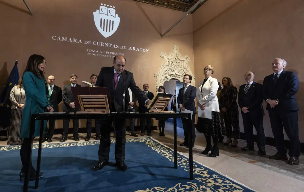 Toma de posesión de los nuevos cargos de la Cámara de Cuentas de Aragón en el Salón del Trono del palacio de la Aljafería