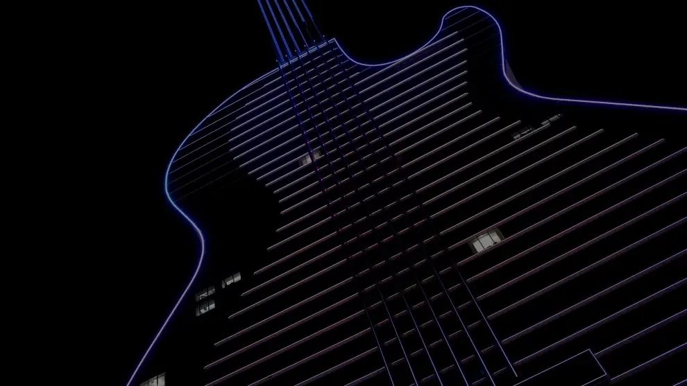 El Guitar Hotel de Florida de Miami, tuvo colaboración aragonesa de la empresa Oboria Digital en las luminarias en 2021.