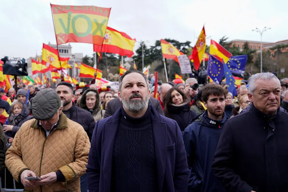Concentración en Madrid contra la ley de amnistía y Pedro Sánchez.