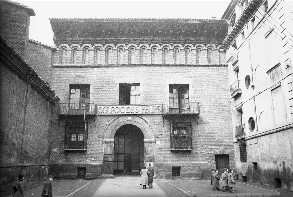 Fachada del Colegio de San Felipe en el Palacio de Arguillo, actual Museo Pablo Gargallo de Zaragoza