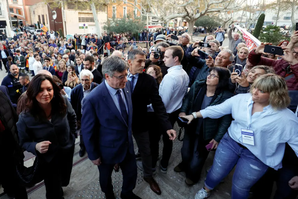 Catalan separatist leader Carles Puigdemont arrives to hold a press conference in Elne, France March 21, 2024. REUTERS/Abert Gea REFILE - QUALITY REPEAT [[[REUTERS VOCENTO]]]