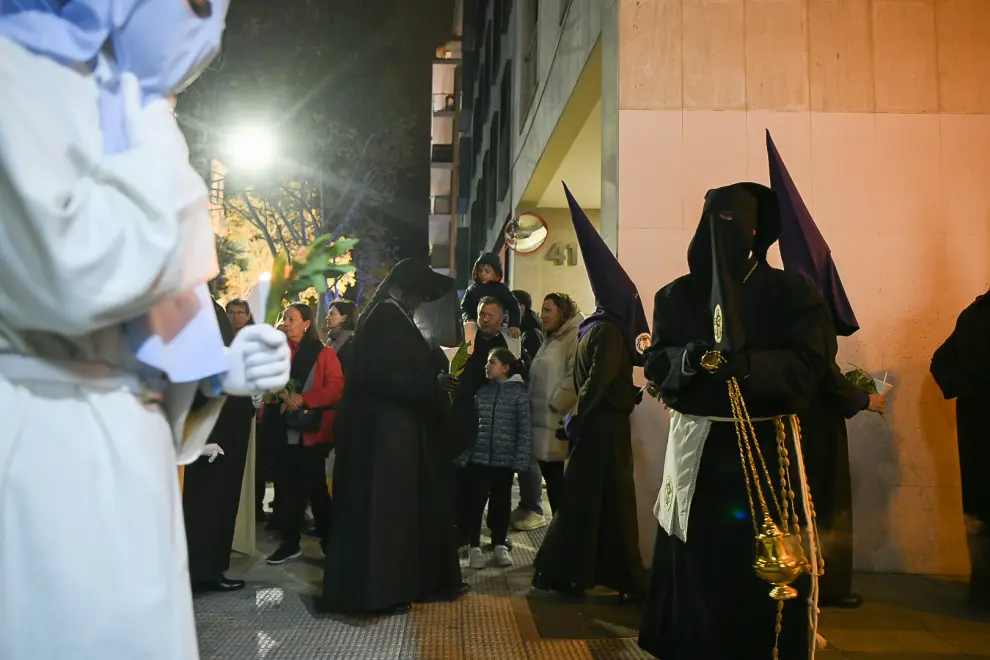 Semana Santa en Zaragoza 2024: Procesión de la cofradía del Ecce Homo de Zaragoza.