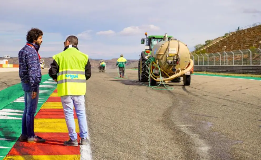 Obras de reasfaltado del circuito de velocidad de Motorland Aragón
