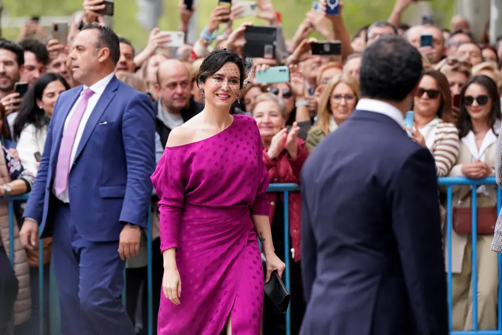 President of the Community of Madrid, Isabel Diaz Ayuso, attends the wedding of Madrid Mayor Jose Luis Martinez-Almeida in Madrid, Spain, April 6, 2024. REUTERS/Ana Beltran [[[REUTERS VOCENTO]]]