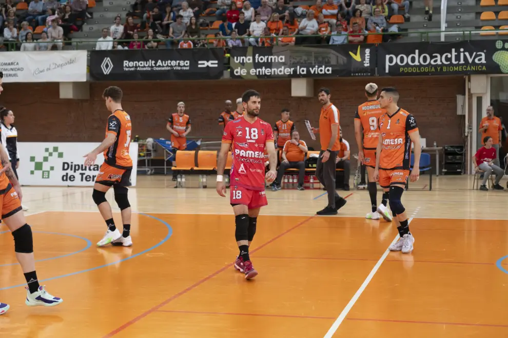 Partido Pamesa Teruel-CV Melilla, segundo encuentro de cuartos de final del 'play off' al título de la Superliga de voleibol