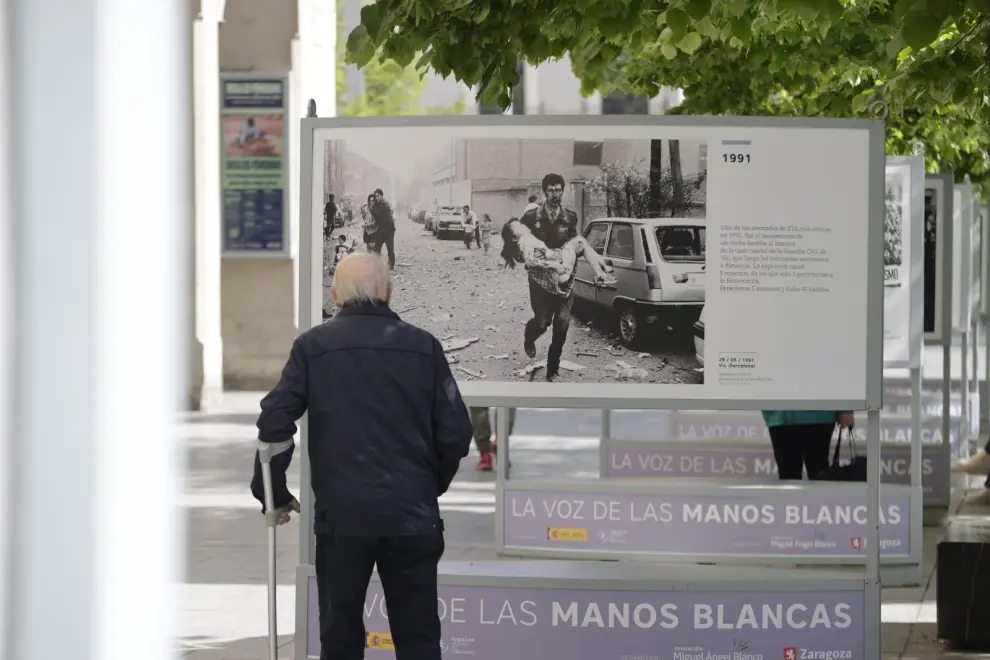 Exposición “La Voz de las Manos Blancas” en Zaragoza,  en homenaje a Miguel Ángel Blanco y al resto de víctimas de ETA