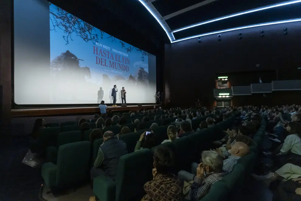 El actor Viggo Mortensen en los cines Palafox de Zaragoza en el preestreno de la película ‘Hasta el fin del mundo’
