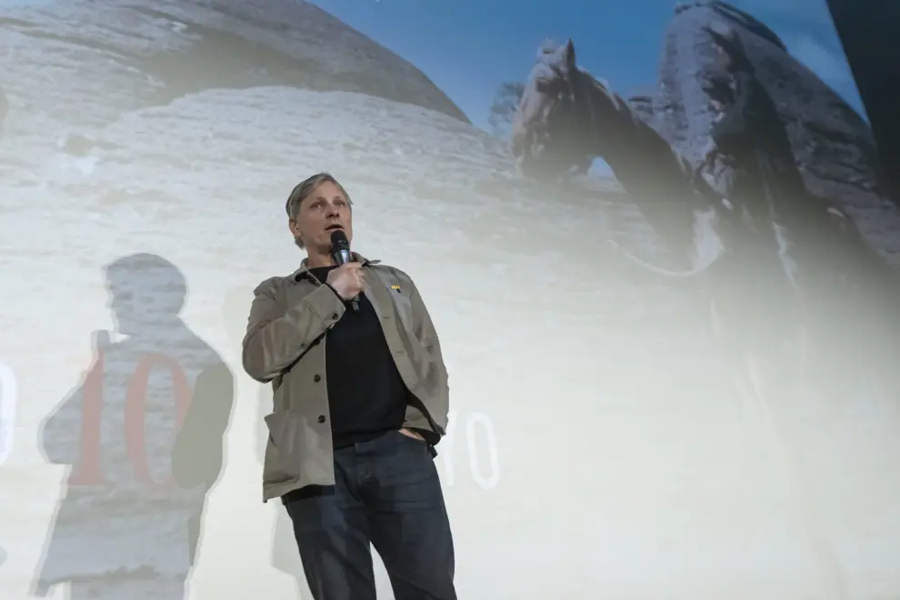 El actor Viggo Mortensen en los cines Palafox de Zaragoza en el preestreno de la película ‘Hasta el fin del mundo’