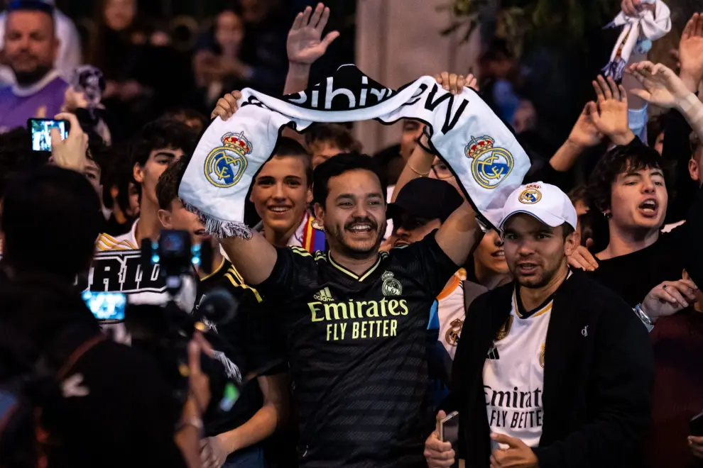 Fotos de la celebración de la Liga por aficionados del real Madrid