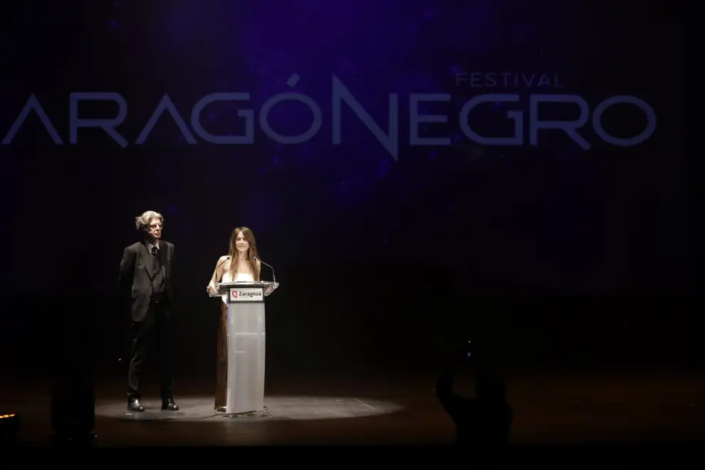Foto de la gala de entrega de premios del Festival Aragón Negro, en el Teatro Principal de Zaragoza