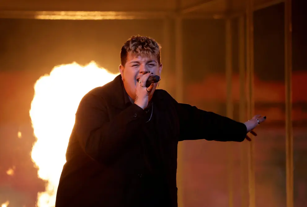 Isaak, en representación de Alemania, actúa en el escenario durante la primera semifinal del Festival de la Canción de Eurovisión 2024, en Malmo.