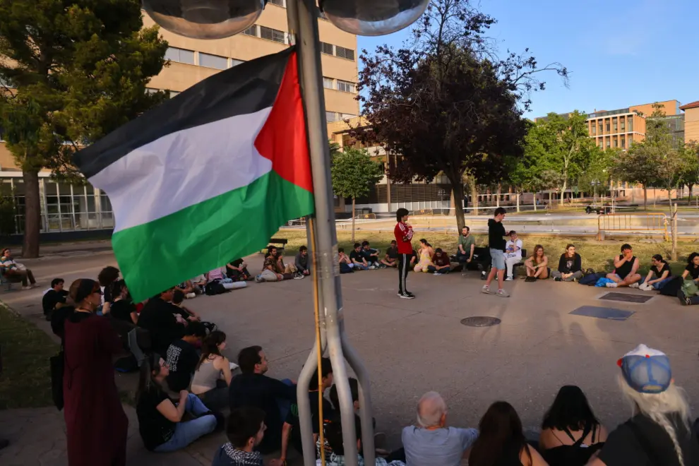 Acampada de estudiantes a favor de Palestina en la Universidad de Zaragoza