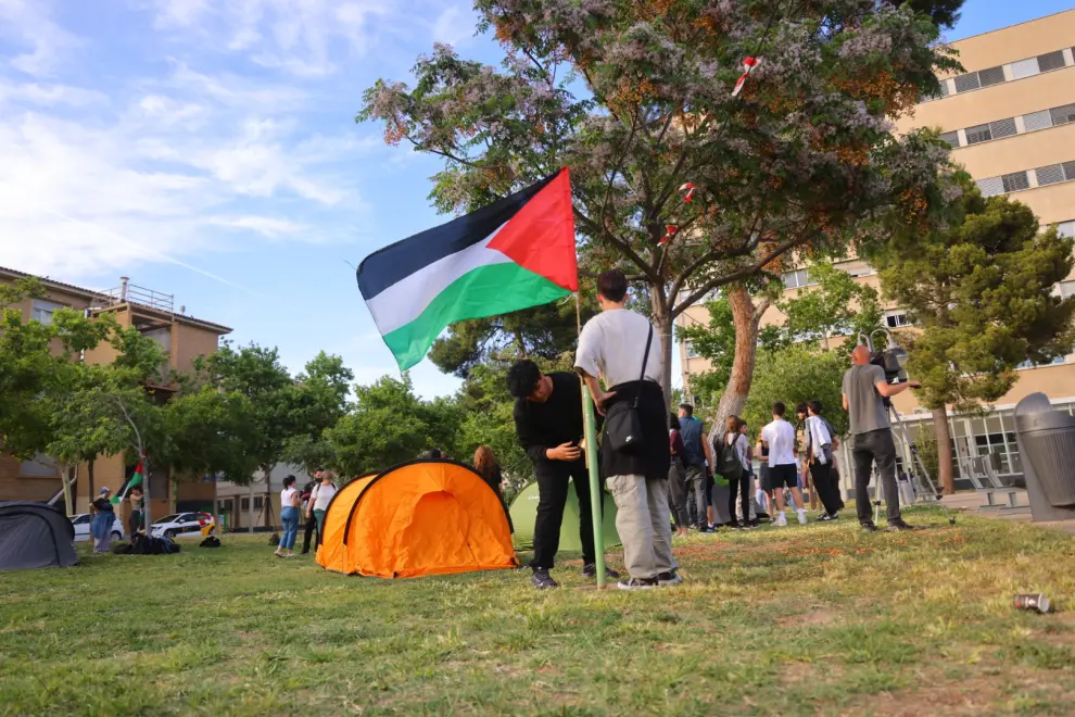 Acampada de estudiantes a favor de Palestina en la Universidad de Zaragoza
