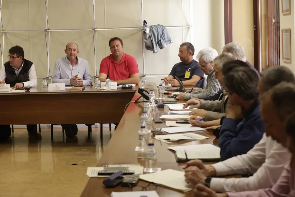 El consejero de Agricultura, Ganadería y Alimentación del Gobierno de Aragón, Ángel Samper, y las organizaciones profesionales agrarias se han reunido en la Mesa de la Sequía