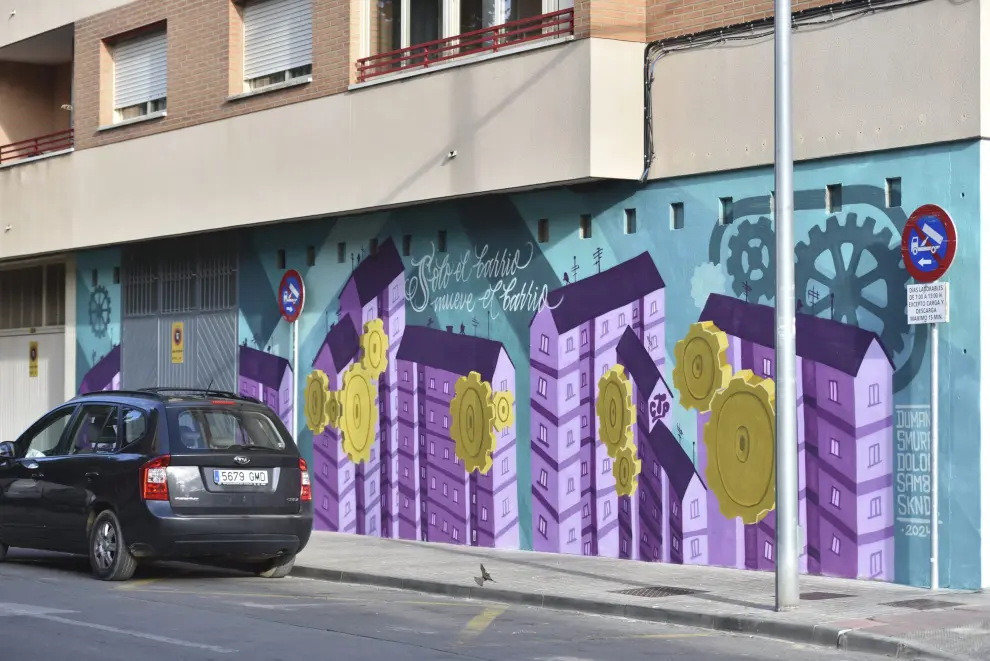 Murales del barrio del Perpetuo Socorro de Huesca.