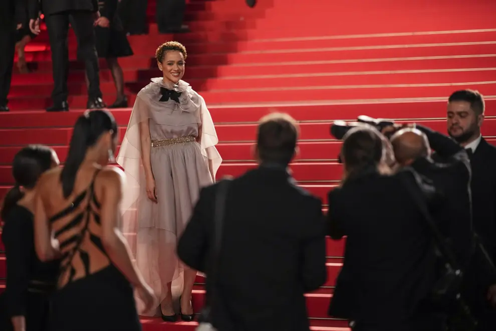 Nathalie Emmanuel poses for photographers upon arrival at the premiere of the film 'Oh, Canada' at the 77th international film festival, Cannes, southern France, Friday, May 17, 2024. (Photo by Daniel Cole/Invision/AP)