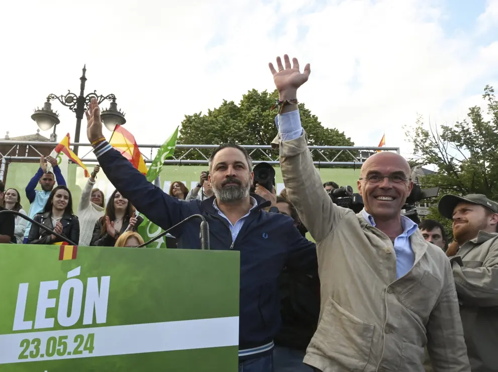 Vox inicia la campaña para las elecciones europeas en un acto en León este jueves.