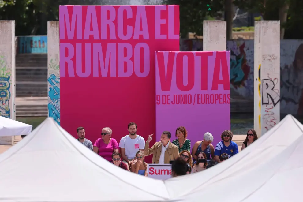 Elecciones europeas 9-J: mitin de la líder de Sumar, Yolanda Díaz,  en el anfiteatro del Parque Delicias de Zaragoza