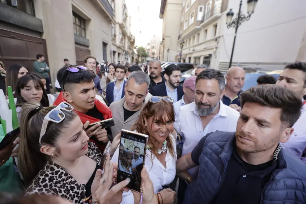 Elecciones europeas 2024: mitin del presidente de Vox, Santiago Abascal, en la plaza del Pilar de Zaragoza