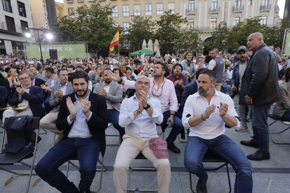 Elecciones europeas 2024: mitin del presidente de Vox, Santiago Abascal, en la plaza del Pilar de Zaragoza