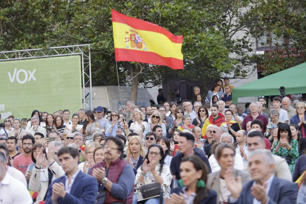Elecciones europeas 2024: mitin del presidente de Vox, Santiago Abascal, en la plaza del Pilar de Zaragoza