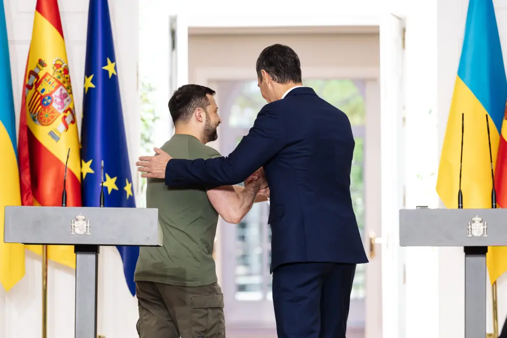 Sánchez recibe a Zelensk en el Palacio de La Moncloa