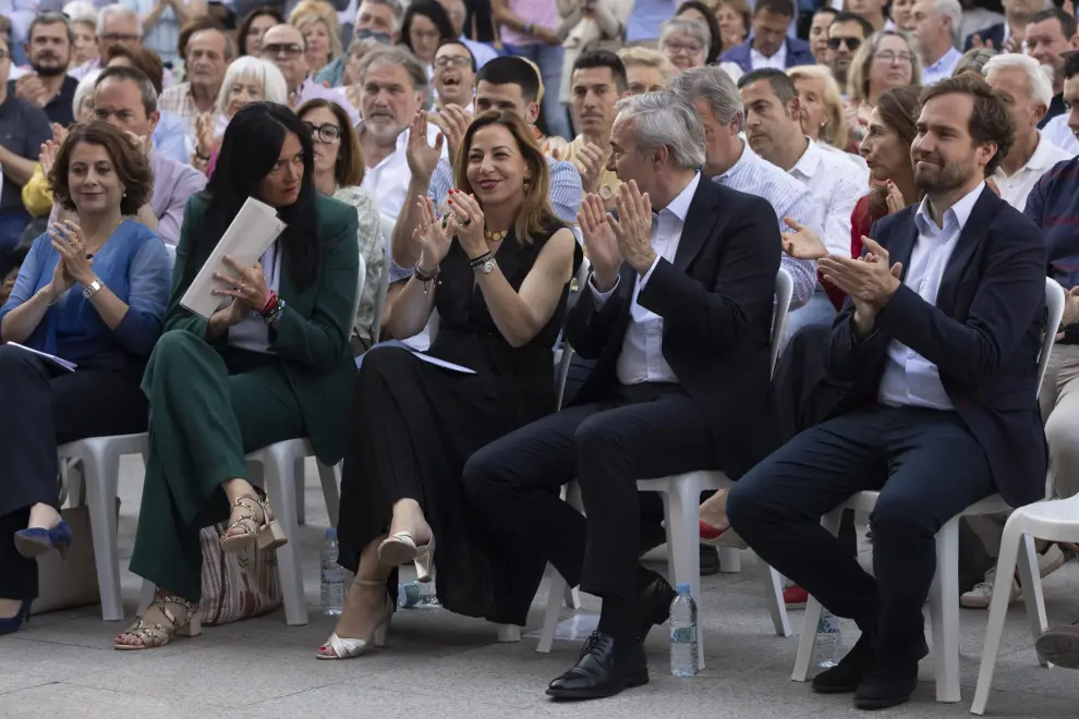 Elecciones europeas en Zaragoza: acto del PP con Jorge Azcón, Borja Giménez Larraz y las alcaldesas Natalia Chueca, Lorena Orduna y Emma Buj