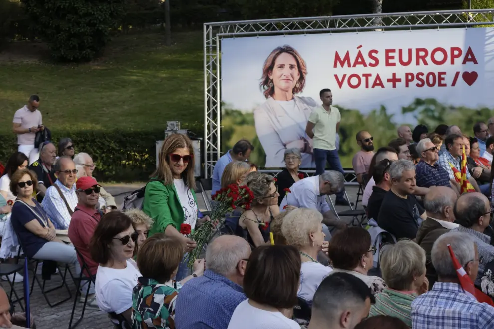 Elecciones europeas en Zaragoza: mitin del PSOE, con Pilar Alegría, Javier Lambán y Rosa Serrano, en el Parque Grande