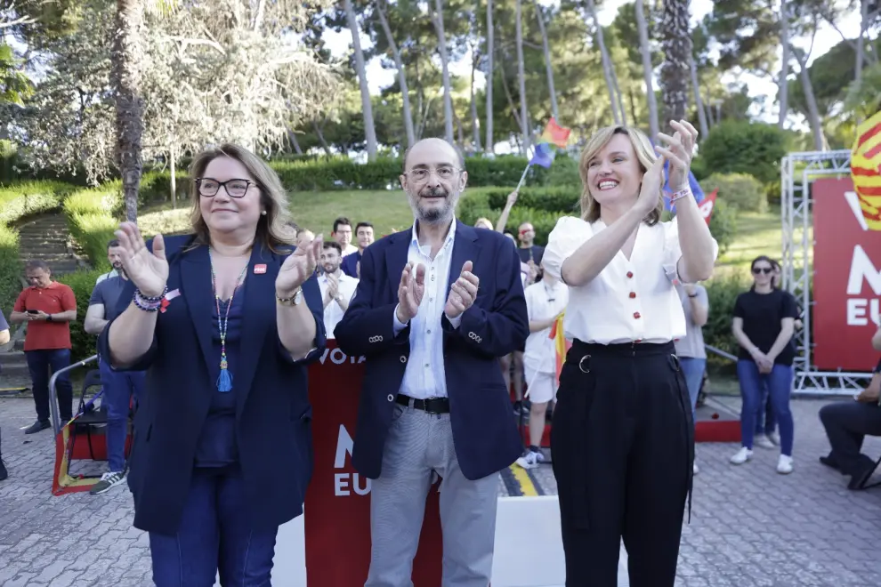 Elecciones europeas en Zaragoza: mitin del PSOE, con Pilar Alegría y Javier Lambán, en el Parque Grande