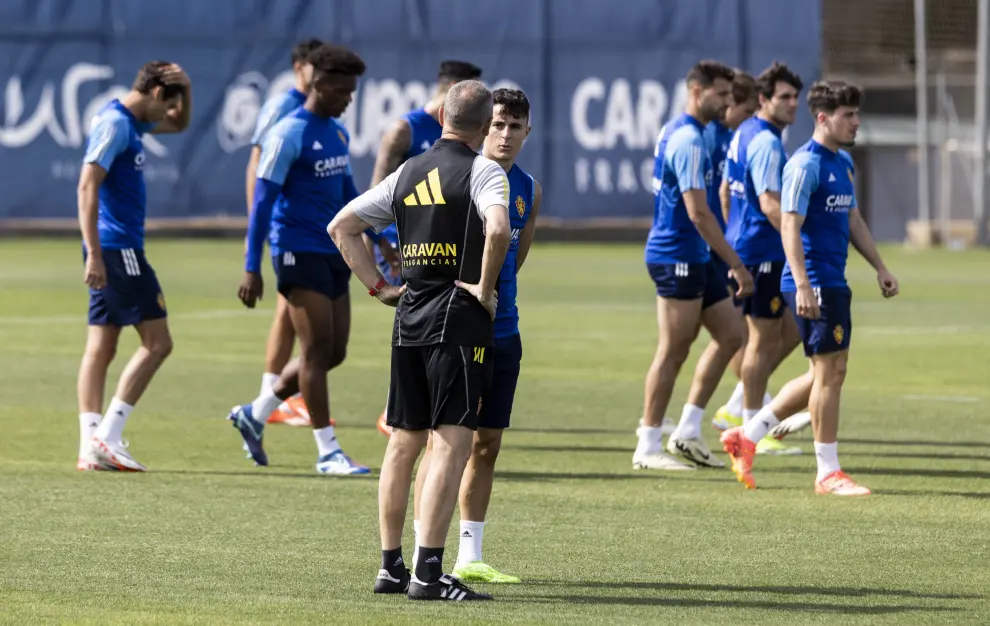 Entrenamiento del Real Zaragoza en la Ciudad Deportiva en la última semana de competición.