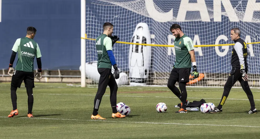 Entrenamiento del Real Zaragoza en la Ciudad Deportiva en la última semana de competición.