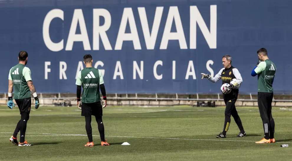 Entrenamiento del Real Zaragoza en la Ciudad Deportiva en la última semana de competición.