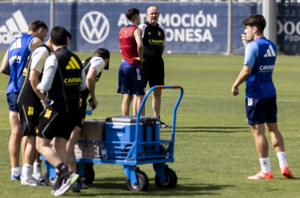 Entrenamiento del Real Zaragoza en la Ciudad Deportiva en la última semana de competición.