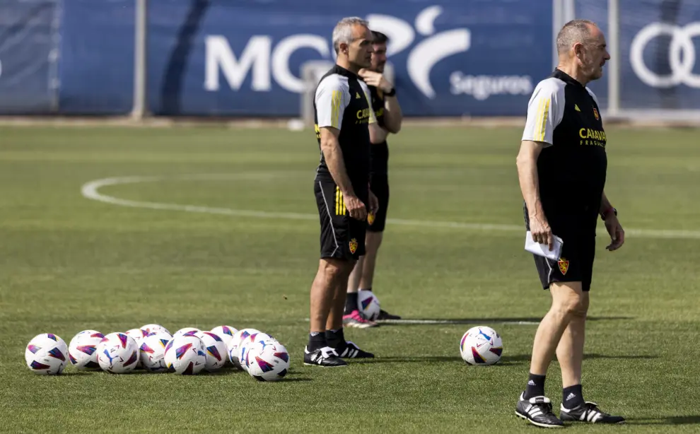 Entrenamiento del Real Zaragoza en la Ciudad Deportiva en la última semana de competición.