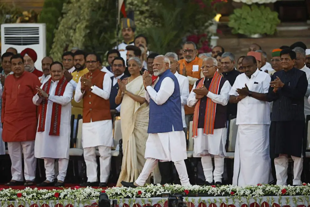 Indias Prime Minister Narendra Modi attends the swearing-in ceremony at the presidential palace in New Delhi, India, June 9, 2024. REUTERS/Adnan Abidi [[[REUTERS VOCENTO]]]