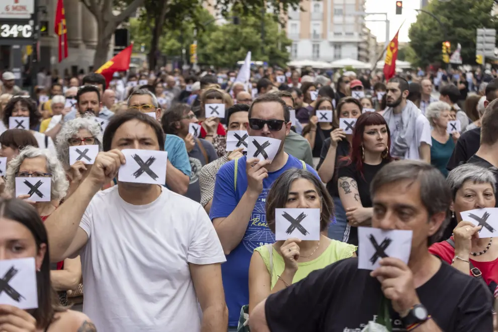 Manifestación en apoyo a 'Los 6 de Zaragoza'.