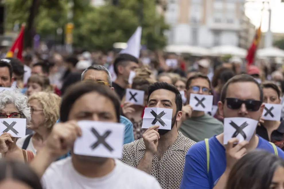 Manifestación en apoyo a 'Los 6 de Zaragoza'.