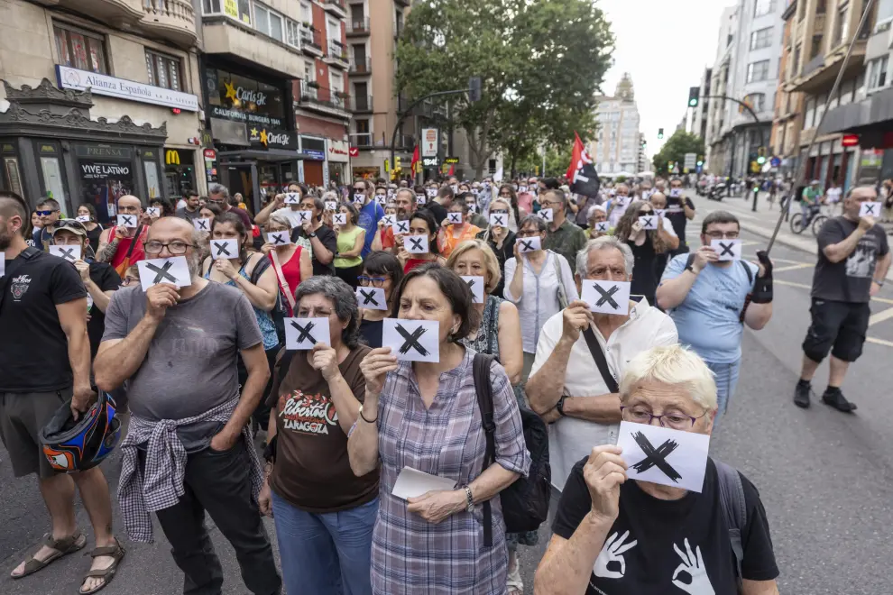 Manifestación en apoyo a 'Los 6 de Zaragoza'.